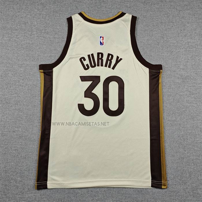 Camiseta Nino Golden State Warriors Stephen Curry NO 30 Ciudad 2025-26 Crema